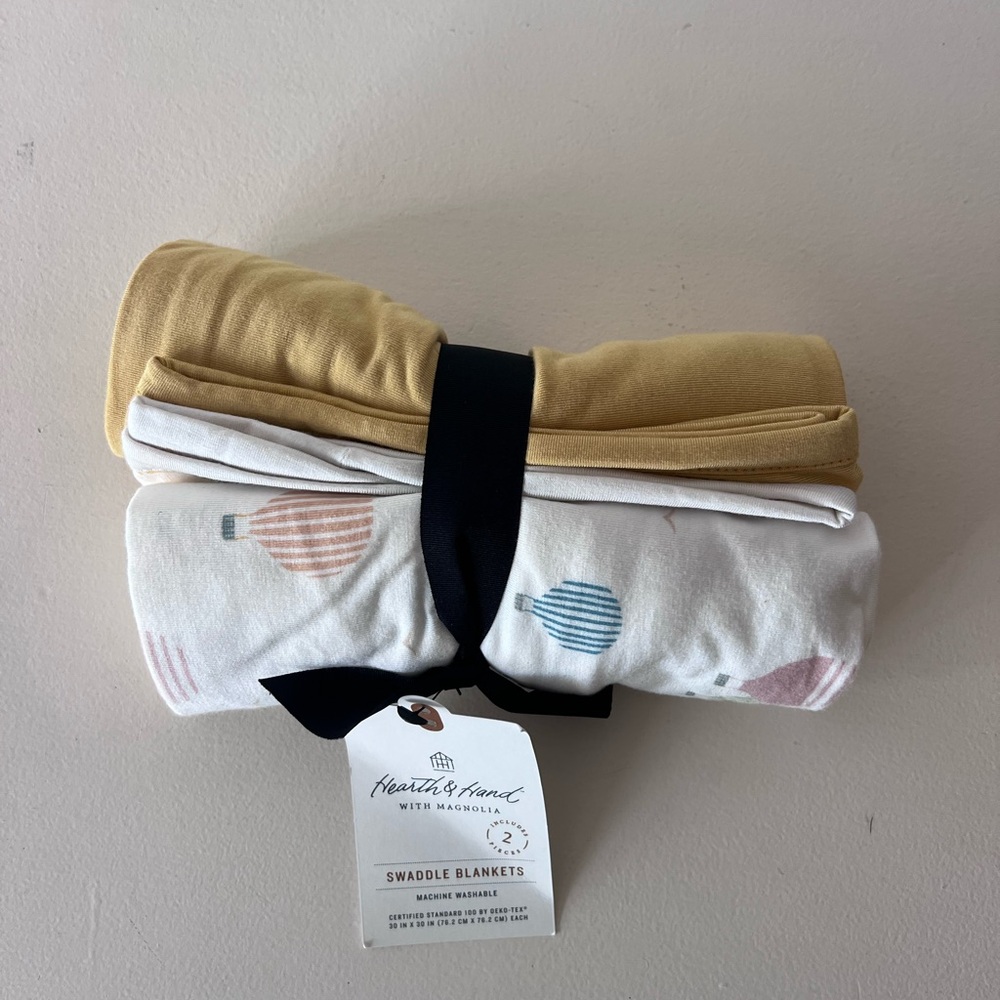 Hearth & Home with Magnolia Bamboo Swaddle Blankets w Balloon Print NWT target